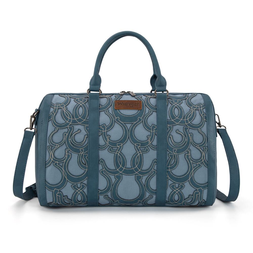 Wrangler Horseshoe Cutout Blue Travel  Weekender Duffle Bag
